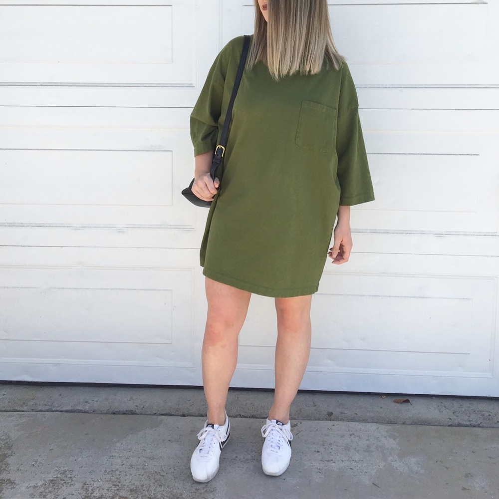 Silence + Noise Green T-shirt Dress